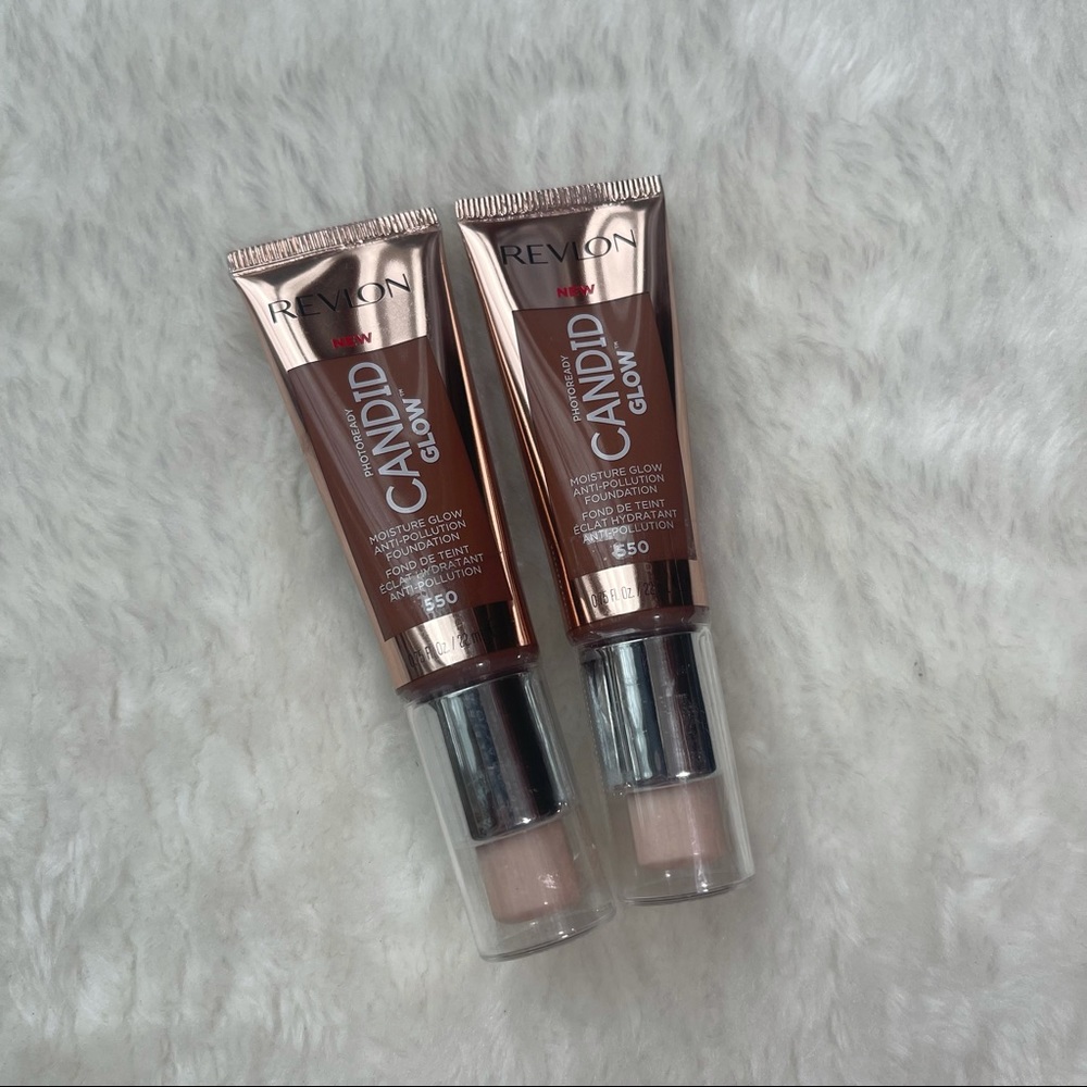 Revlon Lot of 2 Photoready Candid Glow Foundation 550 Mocha NEW .75 oz Tubes